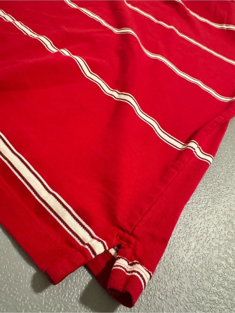 Banana Republic Red 100% Cotton Polo with White Stripes Size M